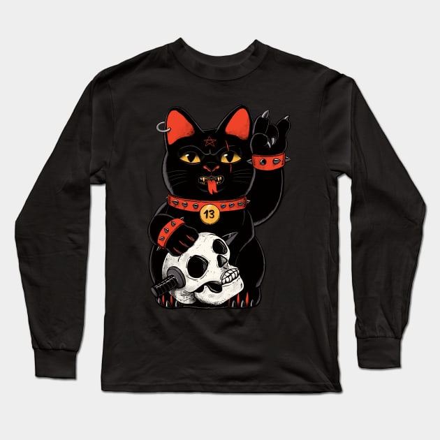 Unlucky Black Cat Long Sleeve T-Shirt by ppmid